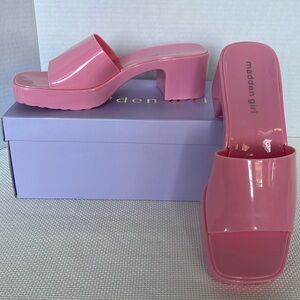 Steve Madden Glossy Pink Block Heel Sandals